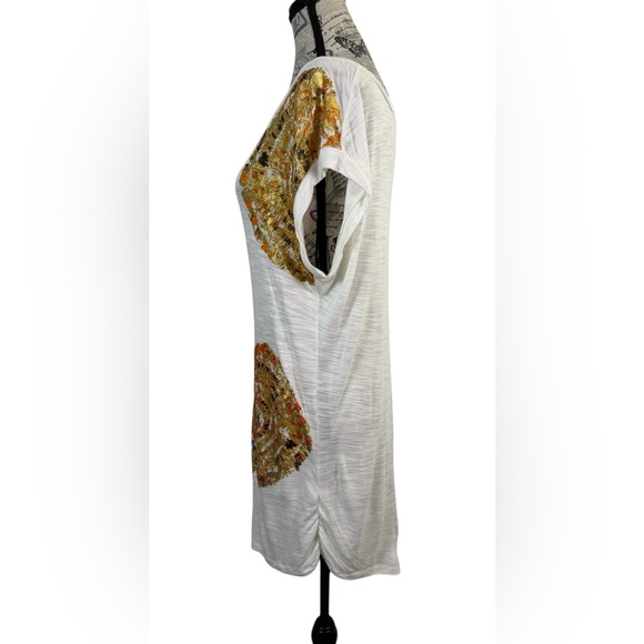 Cupio Cream Abstract Medallion V-Neck Slub Knit Top Size Large - Picture 5 of 11